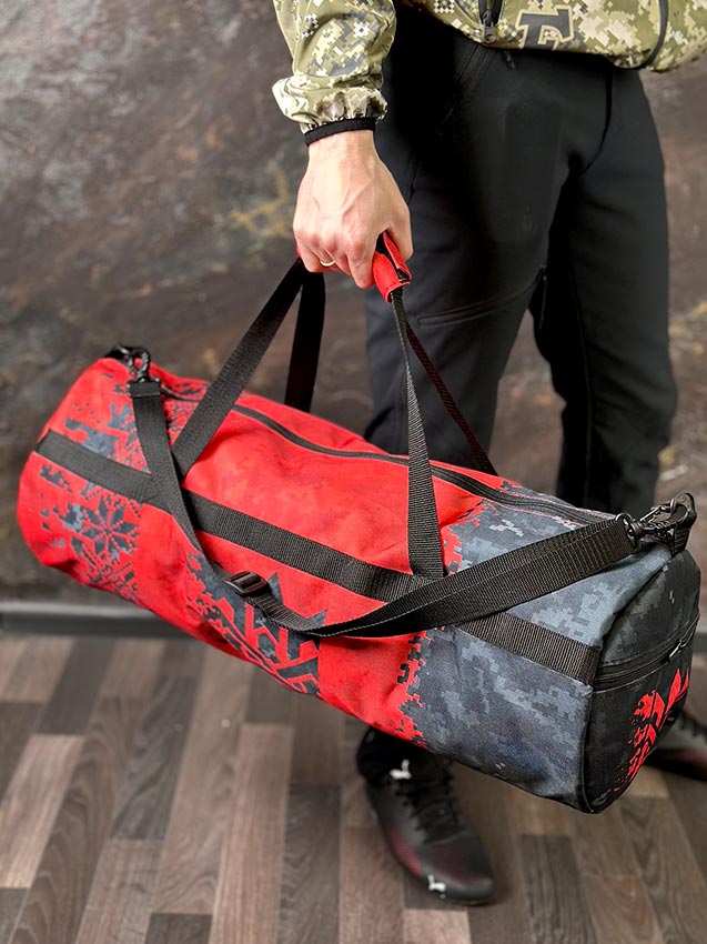 Сумка спортивна Тубус «Упа. Піксель» червона.