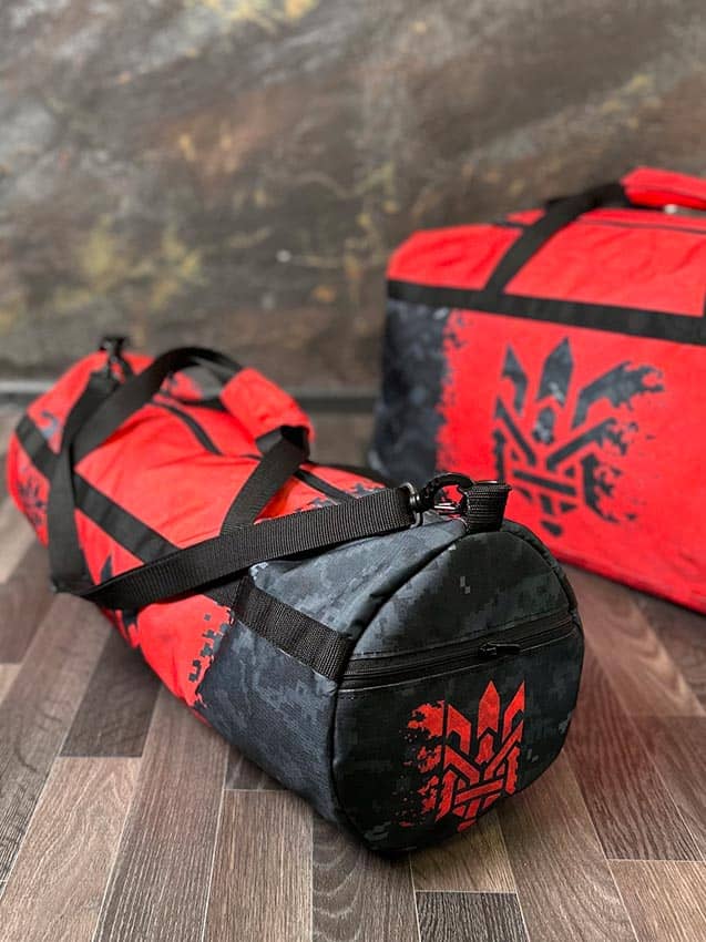 Сумка спортивна Тубус «Упа. Піксель» червона.1