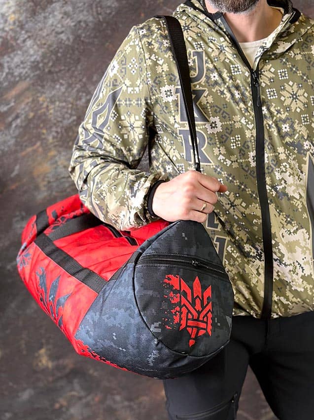 Сумка спортивна Тубус «Упа. Піксель» червона.6