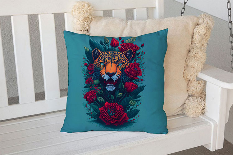 Декоративна подушка «Tiger and flowers»