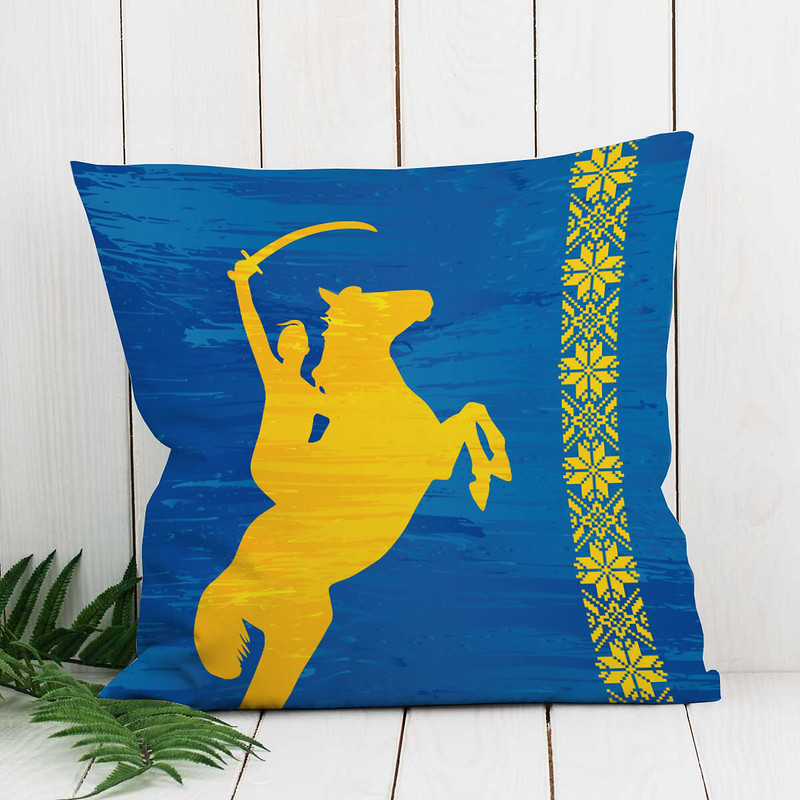 Декоративна подушка «Вершник» синя