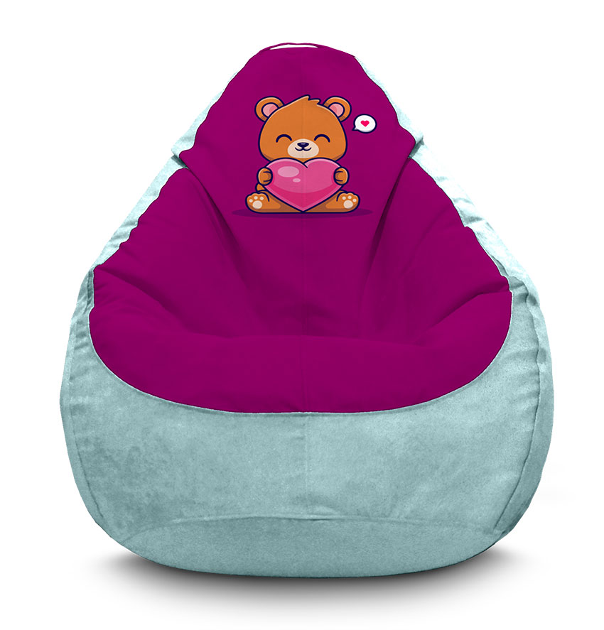 Крісло мішок Ведмедик з серцем. Flock