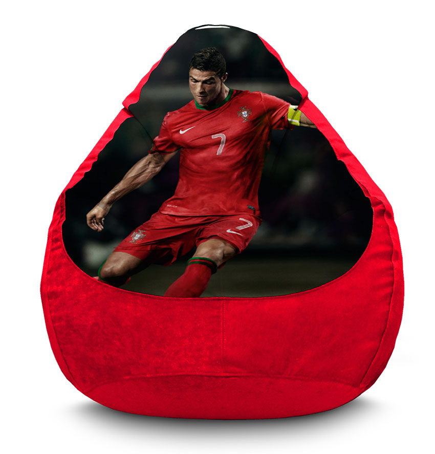 Крісло мішок Кріштіану Роналду (Cristiano Ronaldo) Флок червоний