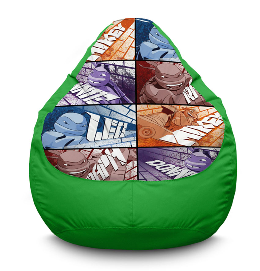 Крісло мішок Ninja Turtles. Comics modern. Oxford зелений