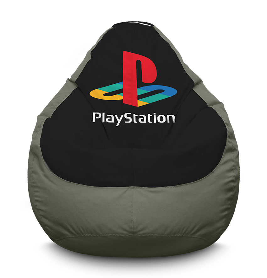 Крісло мішок «Sony Playstation. Ретро лого на чорному фоні. Retro logo on a black background. Oxford»
