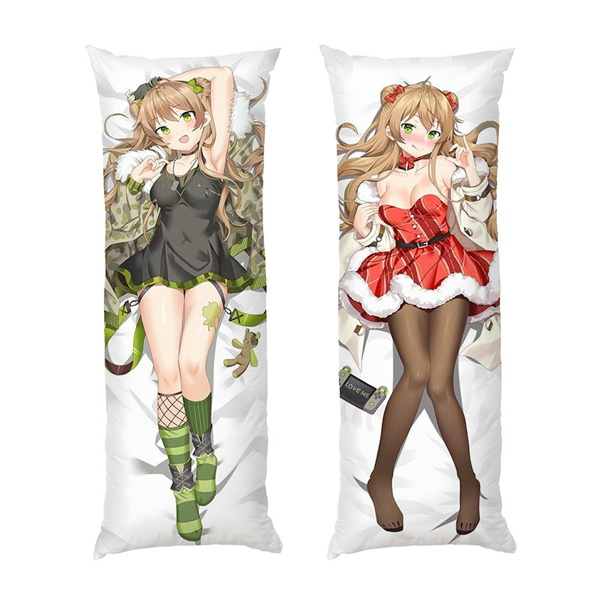 Дакімакура «Чарівна аніме дівчинка. Зелена та червона сукня. Cute anime girl. Green and red dress»