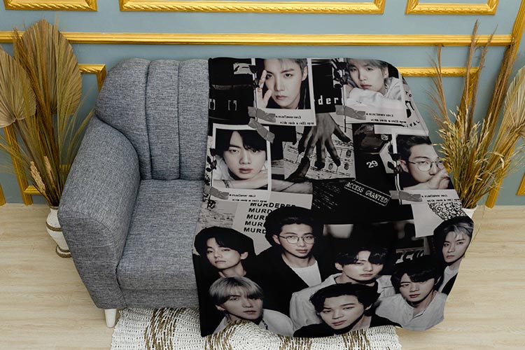 Плед «Гурт БТС. Коллаж. Корейська група. BTS group Collage. Korean group»