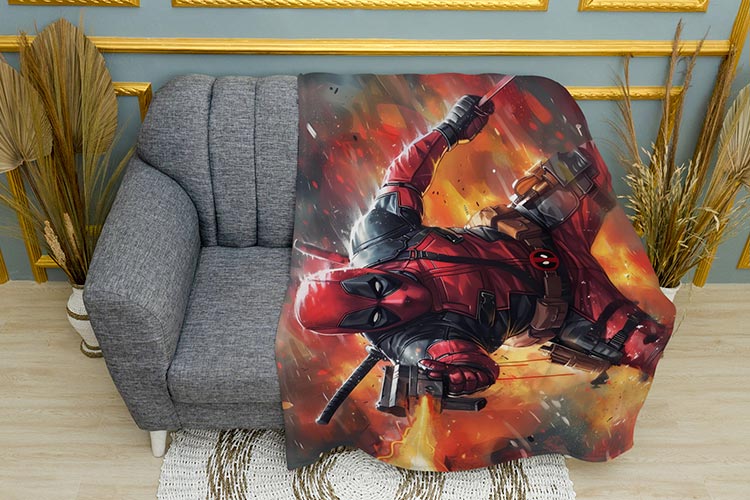 Плед «Дедпул з пістолетом. Малюнок. Deadpool with a gun. Art»