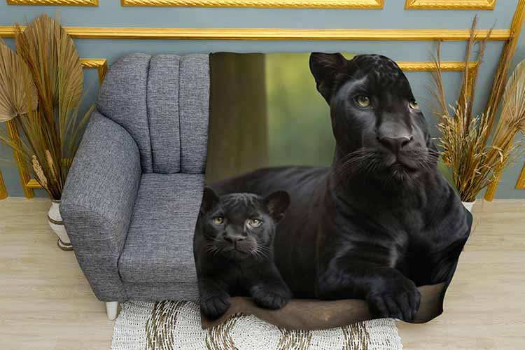 Плед «Пума з маленькою пумою. A cougar with a small cougar»