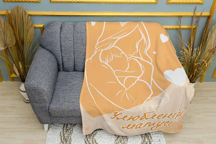 Плед «Улюбленій матусі. Жовтий. Beloved mother. Yellow»