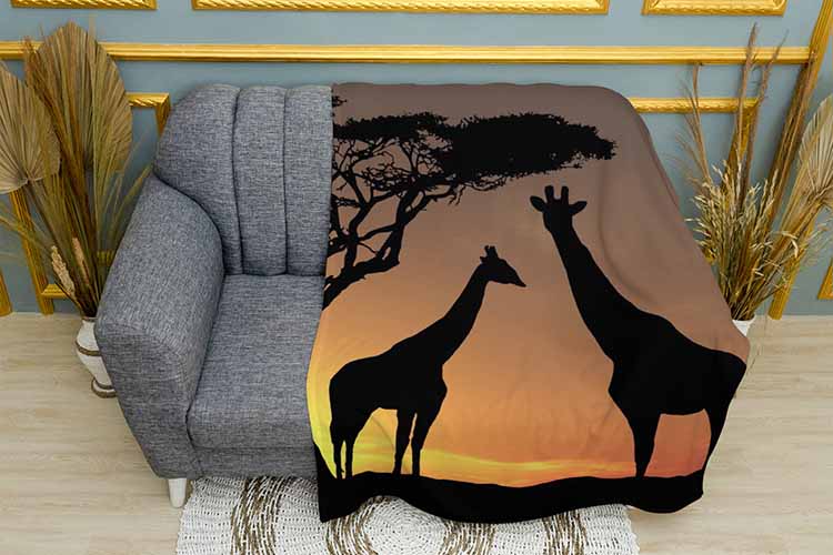 Плед «Жирафи на заході сонця. Giraffes at sunset»