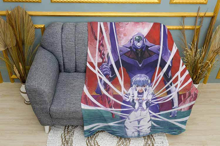 Плед «Аянамі Рей на червоному фоні. Євангеліон. Ayanami Rei on the red background. Evangelion»