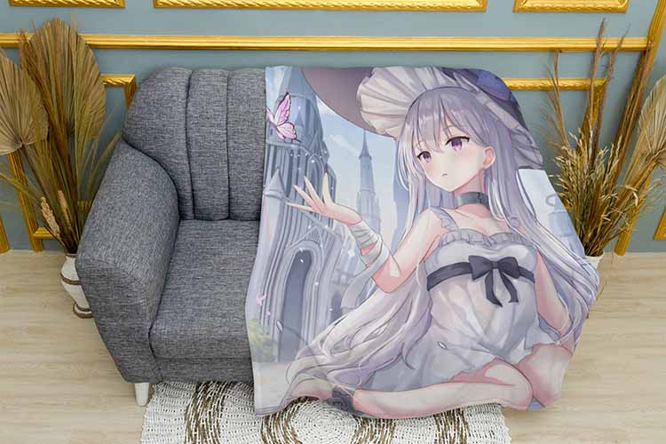 Плед «Дівчина з білим волоссям. Girl with the white hair. Anime»