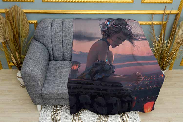 Плед «Дівчинка на балконі. Girl on the balcony. Anime»