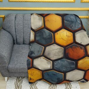 Плед с принтом Каменные разноцветные соты. Stone multicolored honeycomb