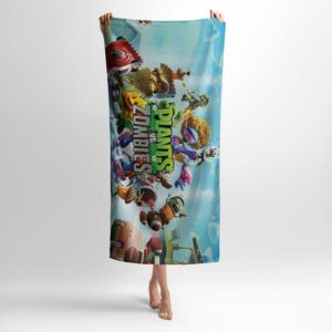 Полотенце с принтом «Растения против зомби. Яркая вечеринка. Plants vs. Zombies. Bright party»