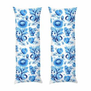 Дакімакура подушка для обіймів «Сині квіти. Периківський розпис. Blue flowers. Petrykivka painting»