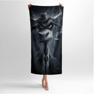 Рушник з принтом «Димний бик. Мафія тварин. Smoky bull. Like a boss. Animal Mafia»