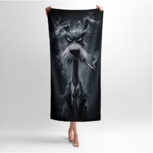 Полотенце с принтом «Курящий пес. Мафия животных. Smoking dog. Like a boss. Animal Mafia»