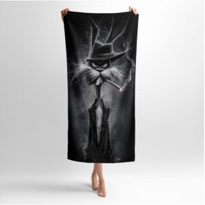 Полотенце с принтом «Суровый заяц. Мафия животных. Strict hare. Like a boss. Animal Mafia»