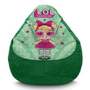 Крісло мішок «Яскрава лялька. ЛОЛ. Bright doll. LOL. Flock» зелений