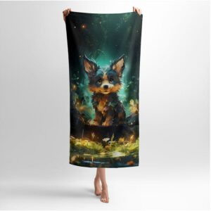 Рушник з принтом «Цуценя. Казковий ліс. Арт. Puppy. Fairytale Forest. Art»